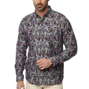 Robert Graham Mens XL Ziton Tailored Fit Gray Long Sleeve Dress‎ Shirt NWT